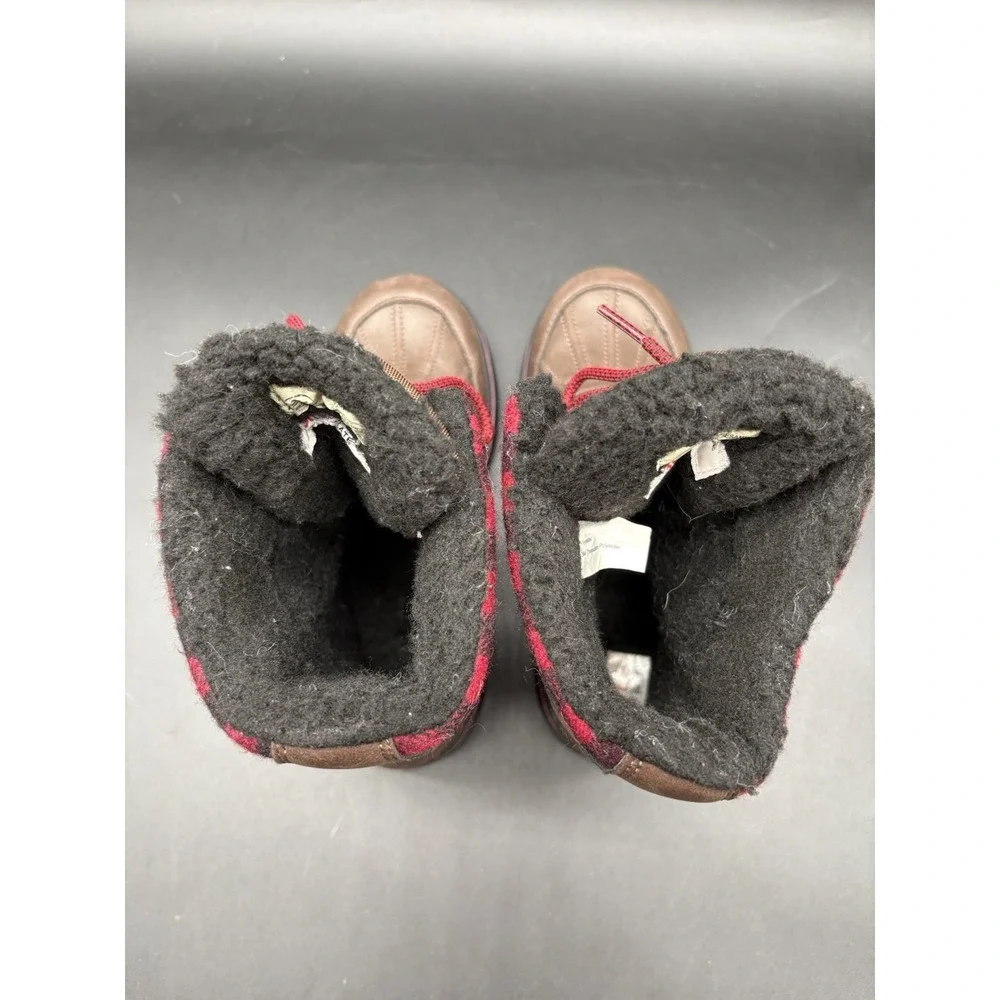 Kamik Sesame Kids Waterproof Snow Boots Youth Size 3 Brown Plaid Fur